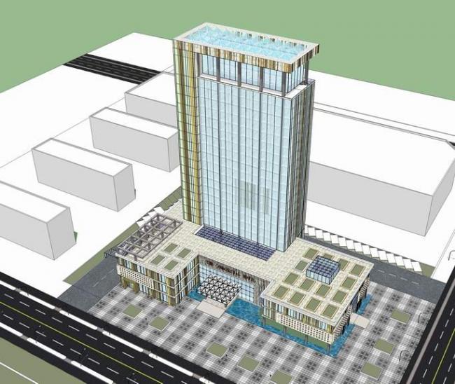 Sketchup办公模型|高层办公楼，酒店，现代风格