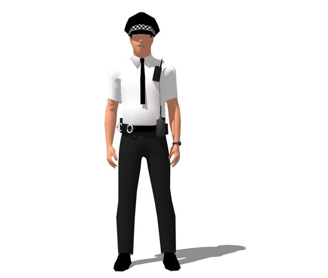 Sketchup素材模型|3D人物，警察