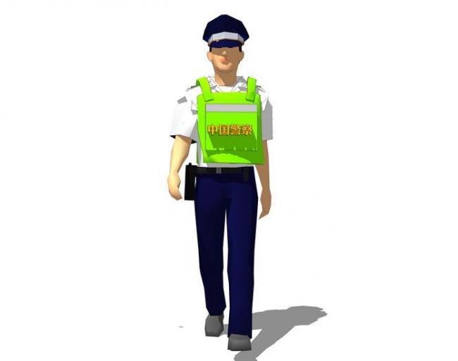Sketchup素材模型|3D人物，警察