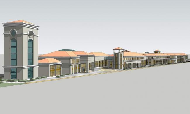 Sketchup商业模型|多层商业街，简欧式坡屋顶