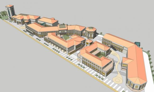 Sketchup商业模型|多层商业街，简欧式坡屋顶