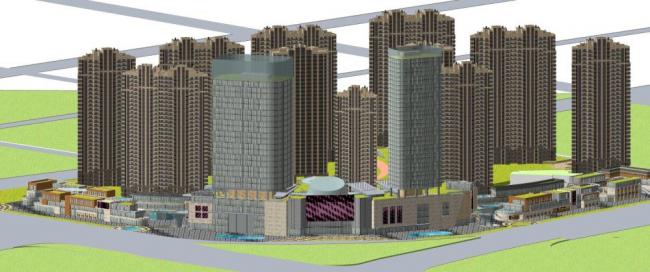 Sketchup综合体模型|商业综合体，现代风格，高层办公，娱乐休闲设施