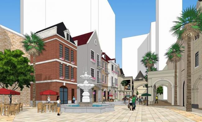 Sketchup商业模型|商业街场景，多层，欧式风格