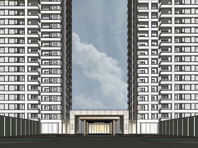 Sketchup住宅模型|高层住宅，现代风格，居住建筑