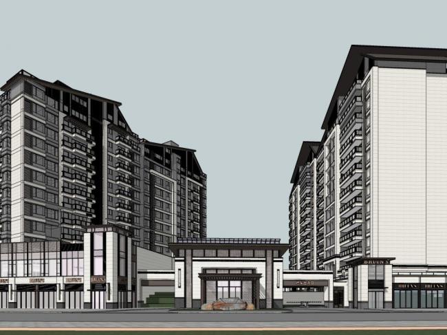 Sketchup住宅模型|高层住宅，居住建筑，现代风格