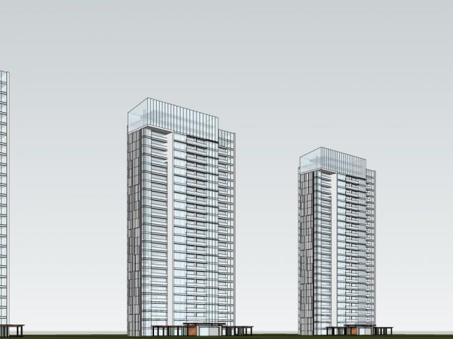 Sketchup住宅模型|高层住宅，现代风格，居住建筑