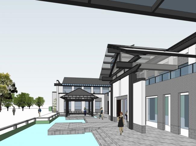 Sketchup文化模型|多层博物馆，文化建筑，中式风格