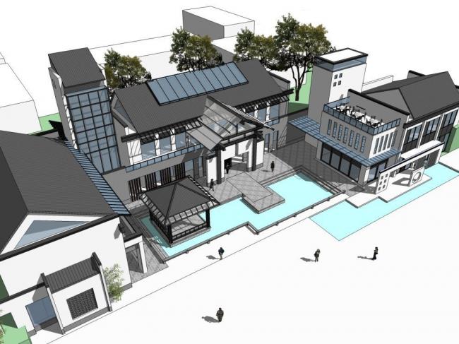 Sketchup文化模型|多层博物馆，文化建筑，中式风格