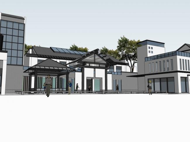 Sketchup文化模型|多层博物馆，文化建筑，中式风格