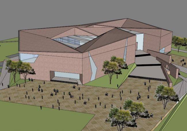 Sketchup文化模型|多层文化中心，现代风格，展览馆