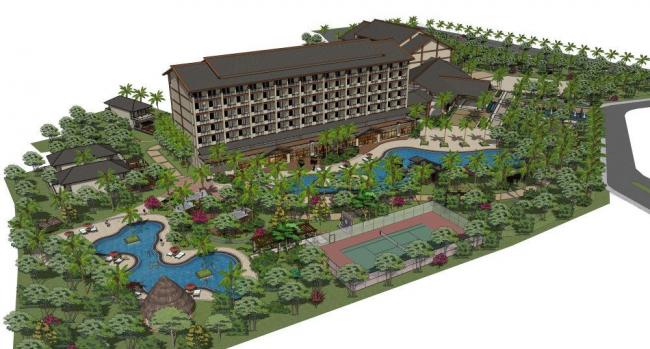 Sketchup酒店模型|多层度假酒店，中式风格