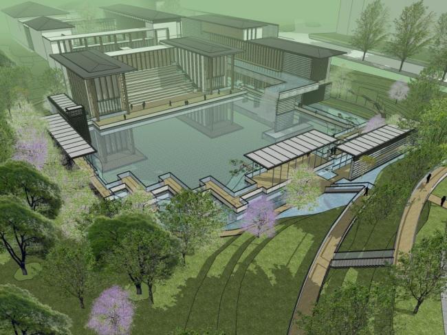 Sketchup商业模型|多层会所，商业建筑，新中式风格