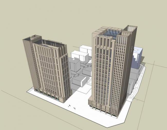 Sketchup办公模型|高层办公楼，古典风格