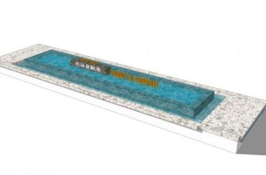 Sketchup景观模型|水池水景，入口景观，现代风格-BIM建筑网