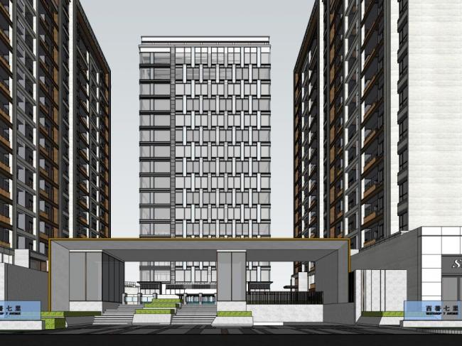 Sketchup住宅模型|高层住宅，现代风格，居住建筑