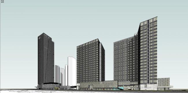 Sketchup综合体模型|超高层商业综合体，办公，酒店，住宅，现代风格