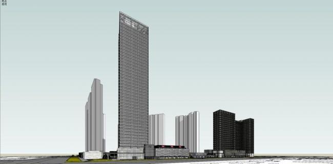 Sketchup综合体模型|超高层商业综合体，办公，酒店，住宅，现代风格