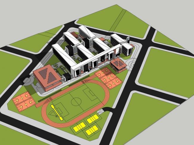 Sketchup学校模型|多层学校，教育建筑，教学楼，校园，现代风格