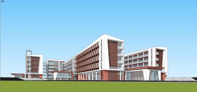 Sketchup学校模型|多层学校，教育建筑，教学楼，校园，现代风格