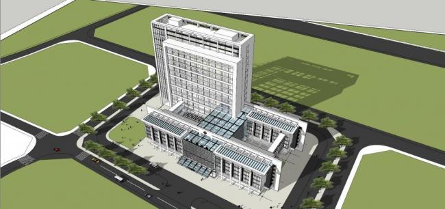 Sketchup医院模型|多层高层混合，医院，医疗建筑，现代风格