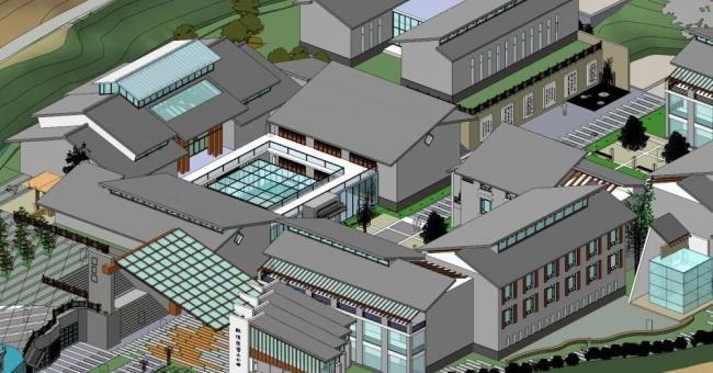 Sketchup文化模型|多层美术馆，文化建筑，现代风格