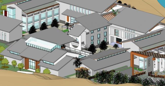 Sketchup文化模型|多层美术馆，文化建筑，现代风格