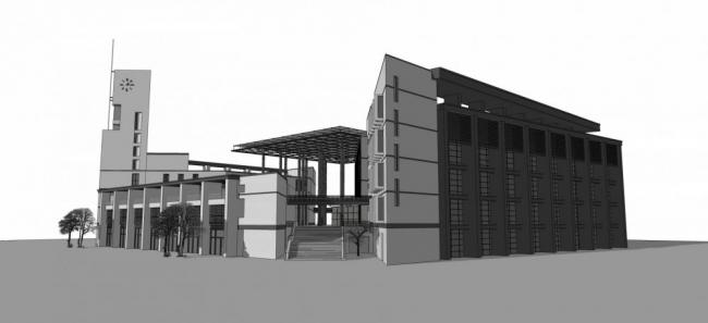 Sketchup文化模型|福州大学图书馆，多层，现代风格，文化建筑