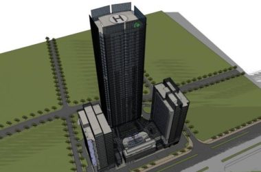 Sketchup办公模型|超高层办公楼，现代风格，商业裙房-BIM建筑网