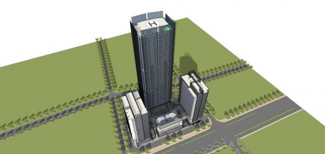 Sketchup办公模型|超高层办公楼，现代风格，商业裙房