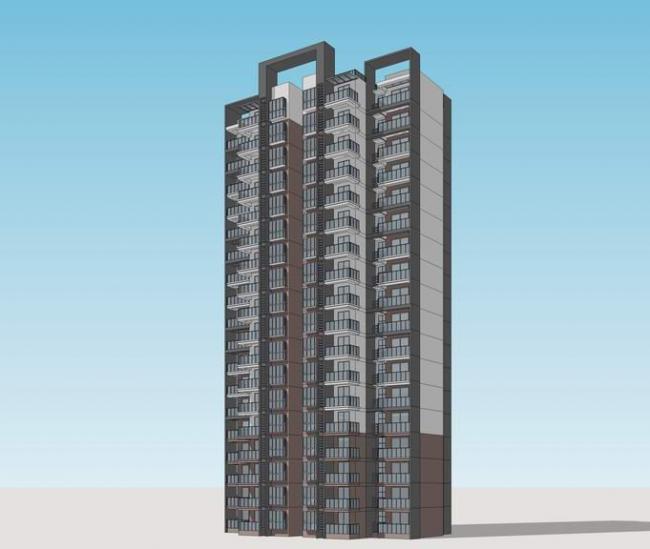 Sketchup住宅模型|高层住宅，居住建筑，现代风格