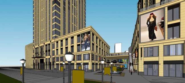 Sketchup综合体模型|商业综合体，高层酒店办公，公寓，银行，多层商业裙房，居住建筑，新古典风格