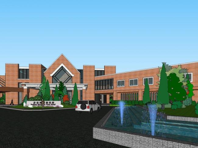 Sketchup酒店模型|多层宾馆，酒店，现代风格