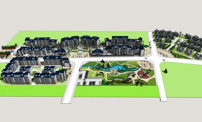 Sketchup住宅模型|多层住宅，小区，居住建筑，新中式风格