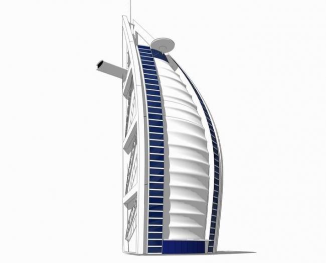 Sketchup酒店模型|高层酒店，迪拜帆船酒店，现代风格