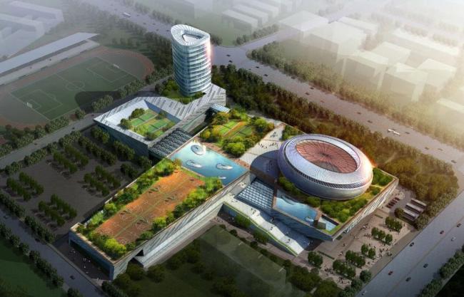 Sketchup体育馆模型|体育中心，现代风格，多层高层混合