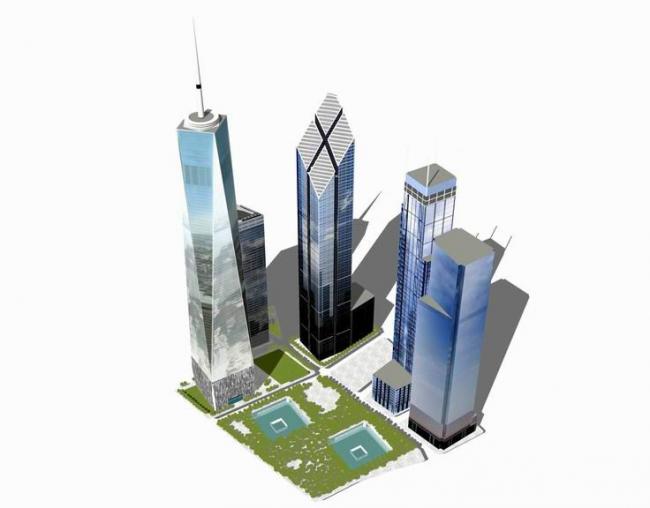 Sketchup办公模型|超高层办公楼，酒店，纽约新世贸中心大厦，现代风格