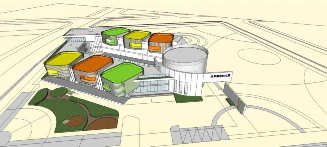 Sketchup学校模型|多层幼儿园，文教卫生，教育建筑，现代风格