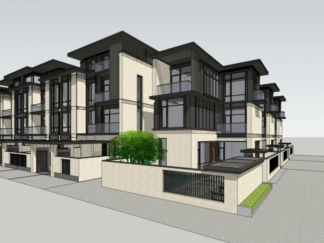 Sketchup住宅模型|多层住宅，现代风格，居住建筑，联排别墅