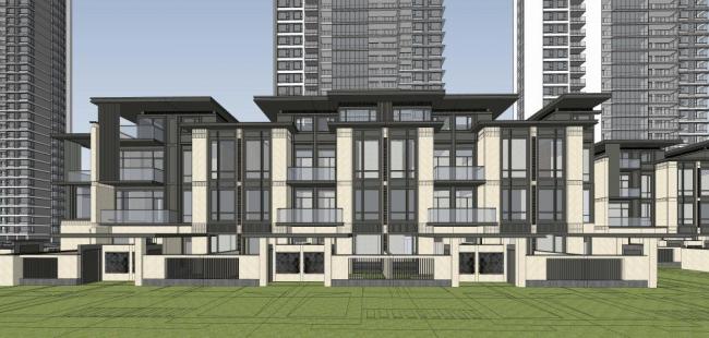 Sketchup住宅模型|多层住宅，现代风格，居住建筑，联排别墅