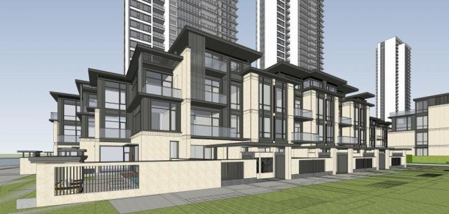 Sketchup住宅模型|多层住宅，现代风格，居住建筑，联排别墅