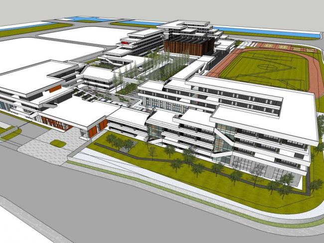 Sketchup学校模型|多层学校，校园，教学楼，教育建筑，现代风格