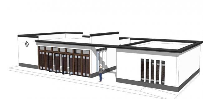Sketchup办公模型|管理用房，新中式风格