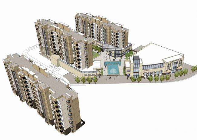 Sketchup住宅模型|多层住宅，集中商业，现代风格，居住建筑