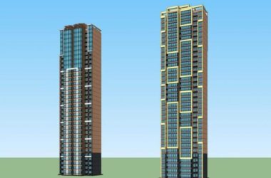 Sketchup住宅模型|高层住宅，现代风格，居住建筑-BIM建筑网