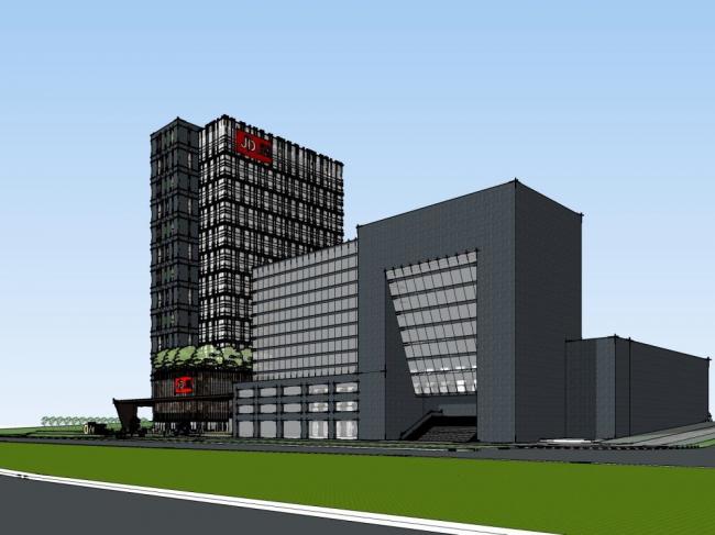 Sketchup办公模型|高层办公楼，现代风格