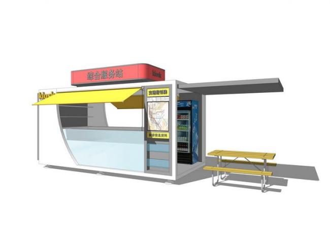 Sketchup素材模型|贩卖亭，售卖亭，小卖部，服务站