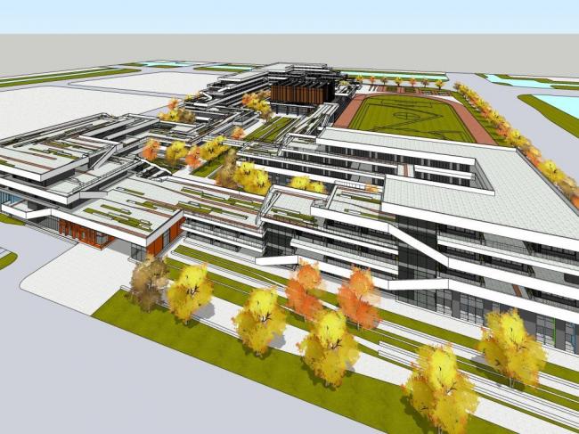 Sketchup学校模型|多层学校，教学楼，校园，现代风格，教育建筑