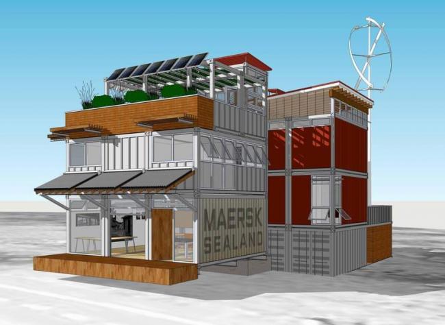 Sketchup商业模型|集装箱建筑，住宅，小酒馆