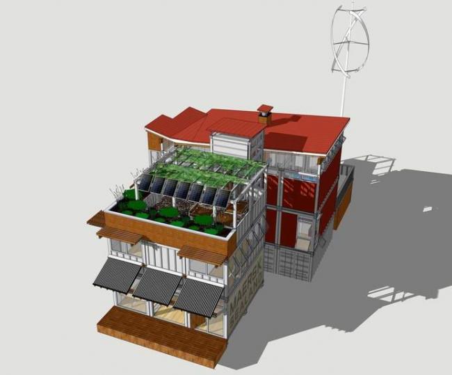 Sketchup商业模型|集装箱建筑，住宅，小酒馆