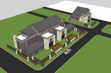 Sketchup住宅模型|联排别墅，双拼别墅，新中式风格-BIM建筑网